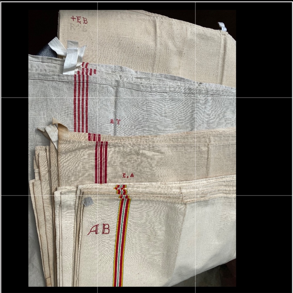 1 Vintage French Métis Linen Towel Cloth mon “AB” - Picture 11 of 11